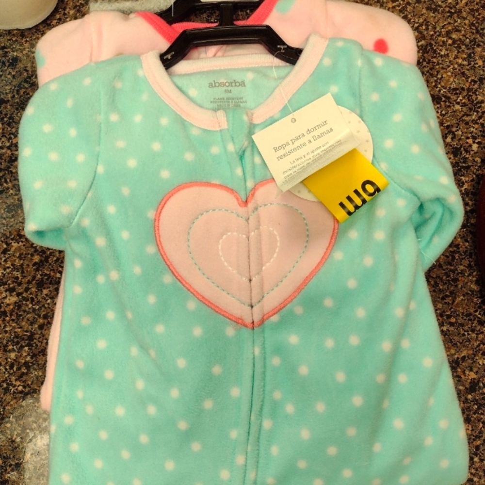 6month girl fleece pjs set of 2